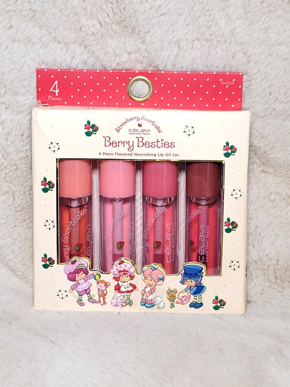 STRAWBERRY SHORTCAKE X CELAVI 4PC BERRY BESTIES FLAVORED NOURISHING LIP OILS -#E